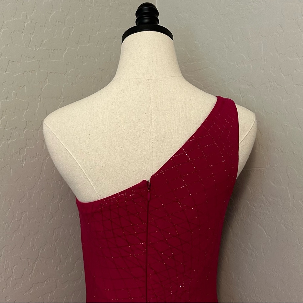 🔴CLEARANCE NEW JOVANI SZ 6 MAGENTA SHIMMER ONE SHOULDER FORMAL EVENING GOWN - Picture 10 of 16